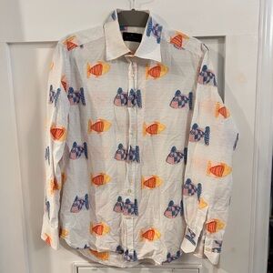 Etro Vibrant Fish appliqué button down Shirt